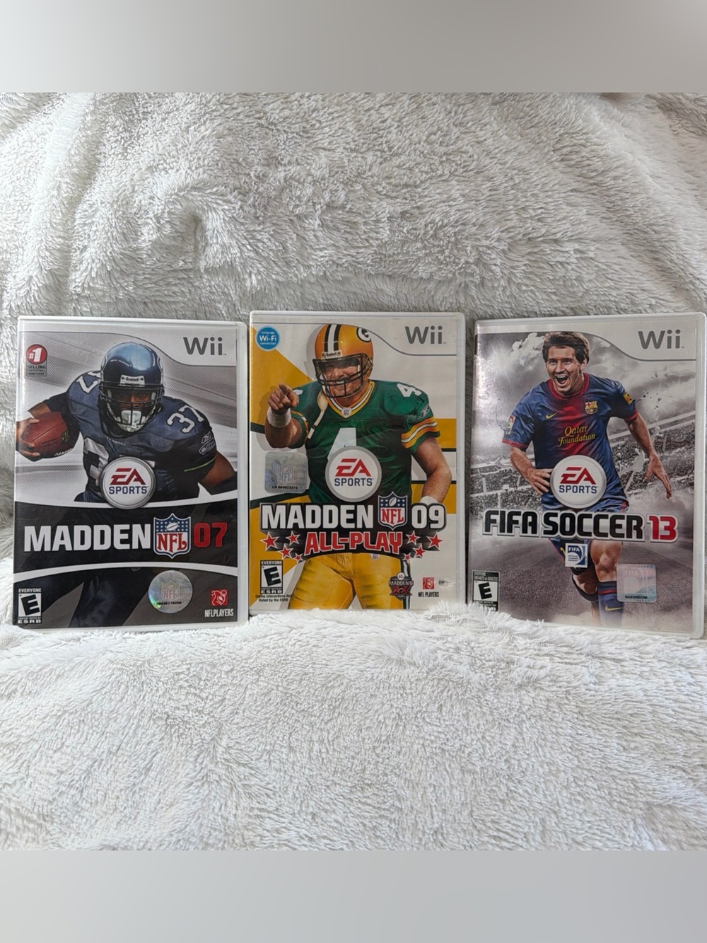 Nintendo Wii Lot Of 3 Madden NFL 07 Madden 09 All-Play FIFA Soccer 13 EA Sports